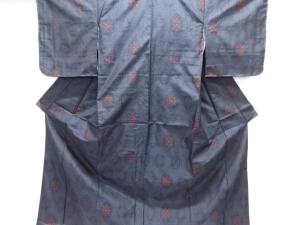 未使用品　亀甲に花模様織り出し本場泥大島紬着物